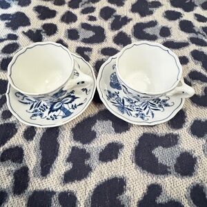 Vintage 2 BLUE DANUBE Tea Cup & Saucer Set - Japan